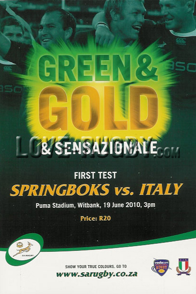 2010 South Africa v Italy  Rugby Programme